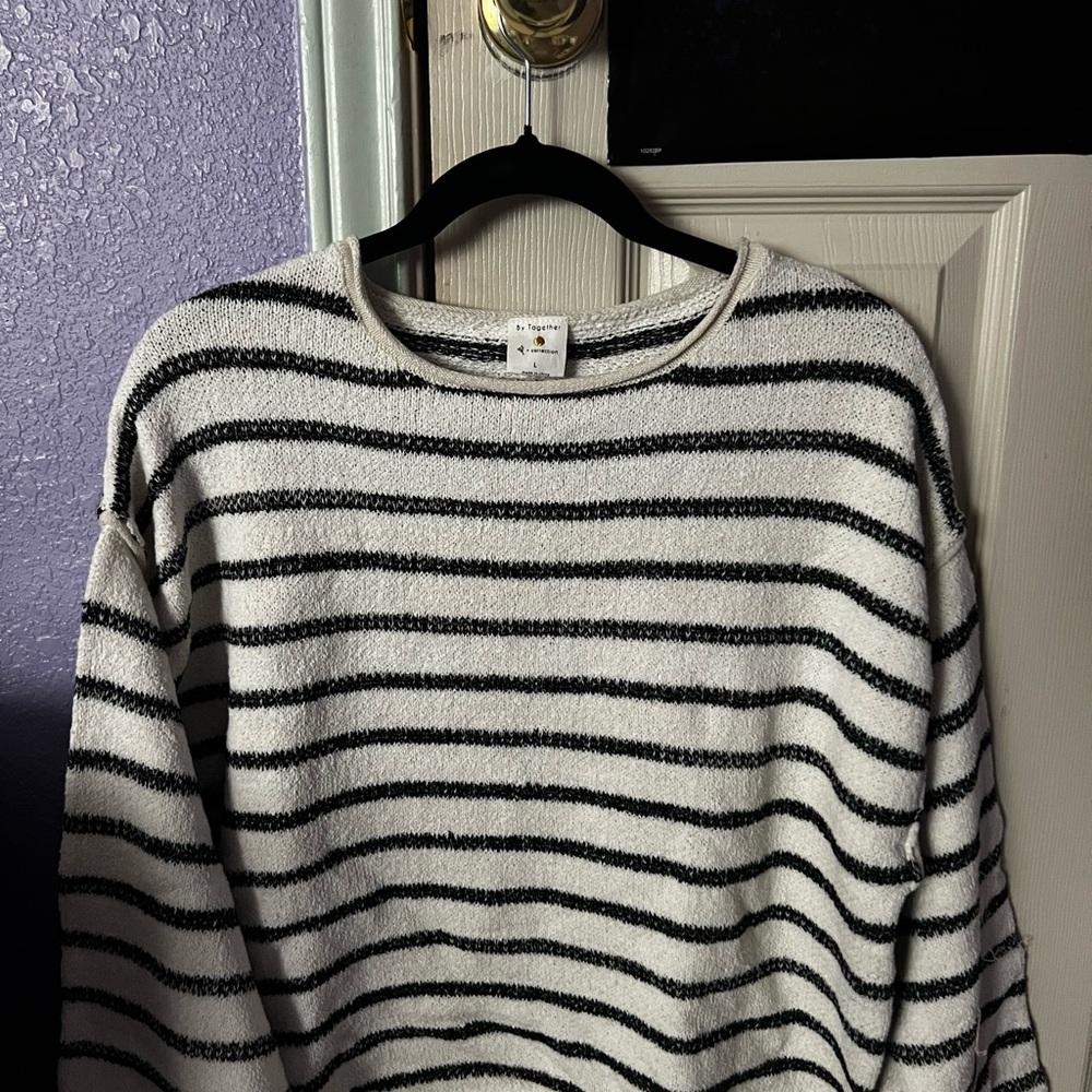 By Together Monochrome Striped Crew Neck Sweater